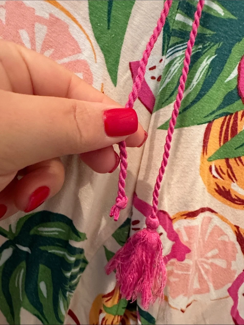 Soma Cream Pink Tropical Fruit Short Sleeve Pajama Set